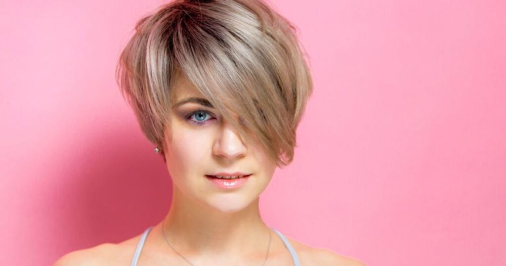 Lovely Platinum and Light Pink Mix short hair