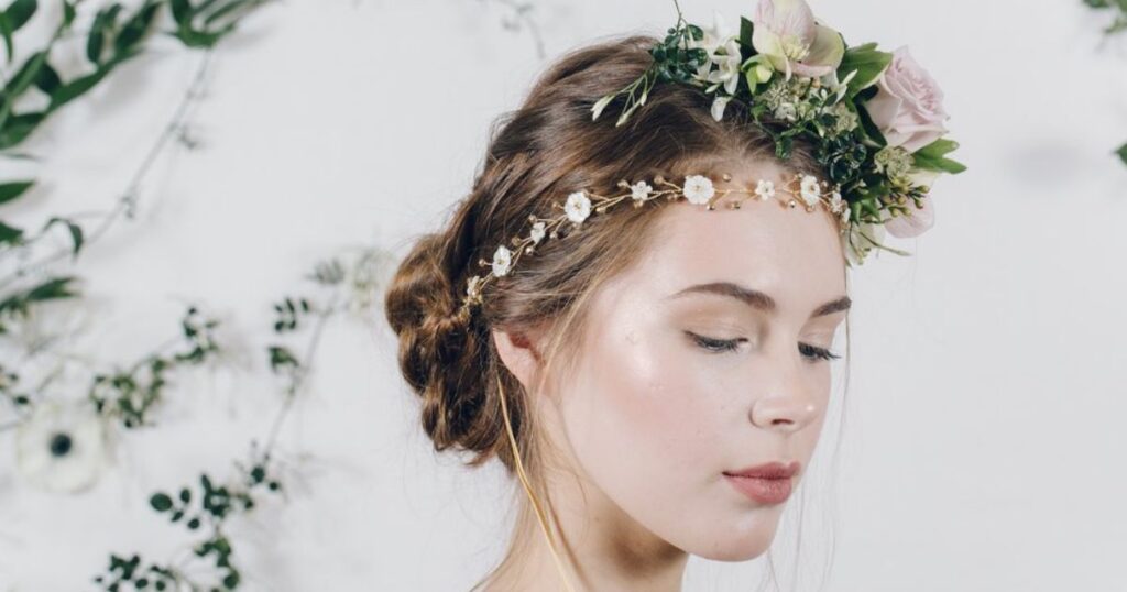 Vintage Updo with a Handmade Flower Crown